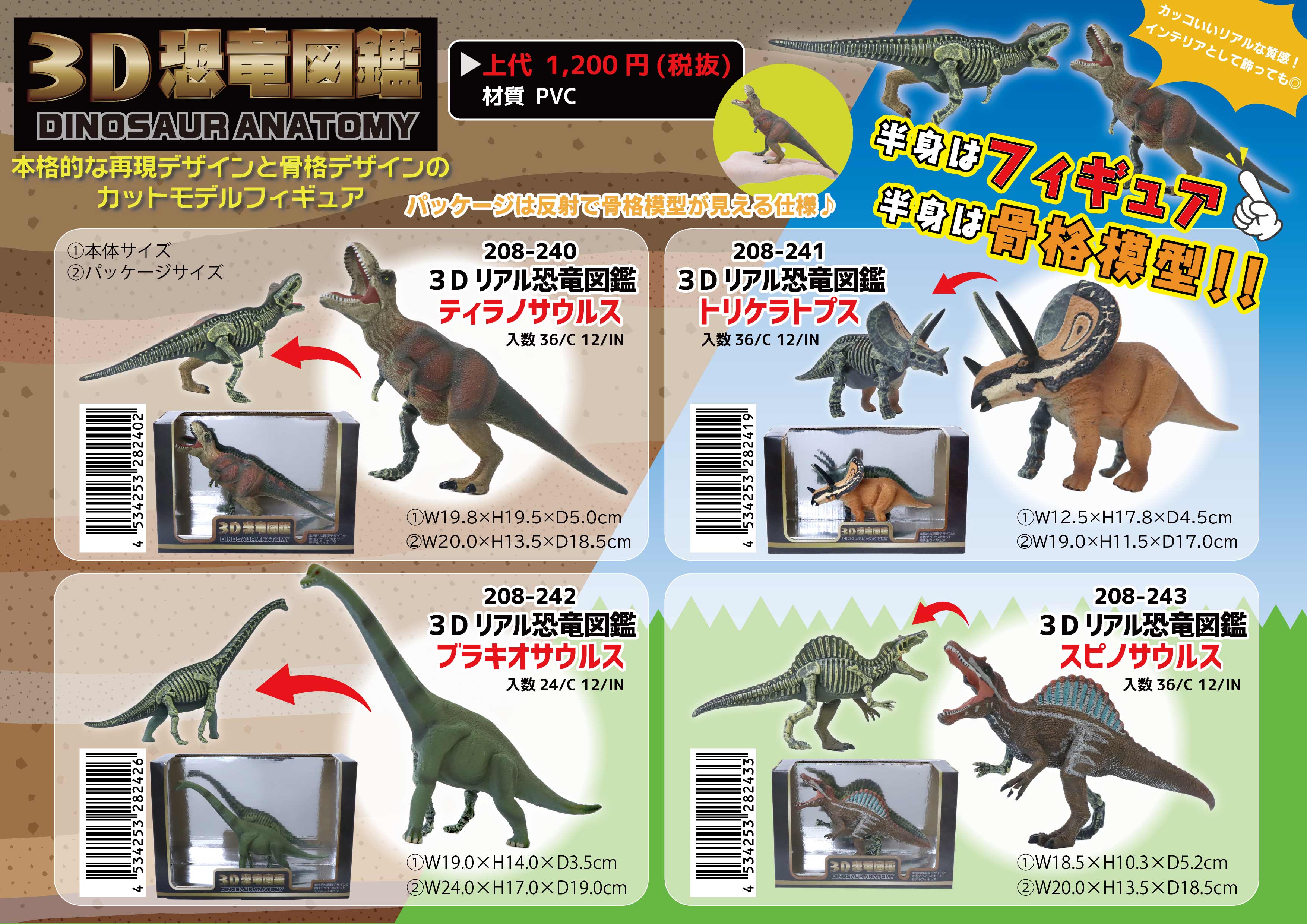 3Dリアル恐竜図鑑 ティラノサウルス No.208-240 | 世界の価値